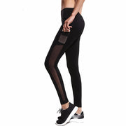 Women fitness black tights mesh leggings with pocket Pluscool sports