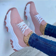 Platform Sport Flats Shoes Lace-up Sneaker Outdoor Walking Casual Shoes Women
